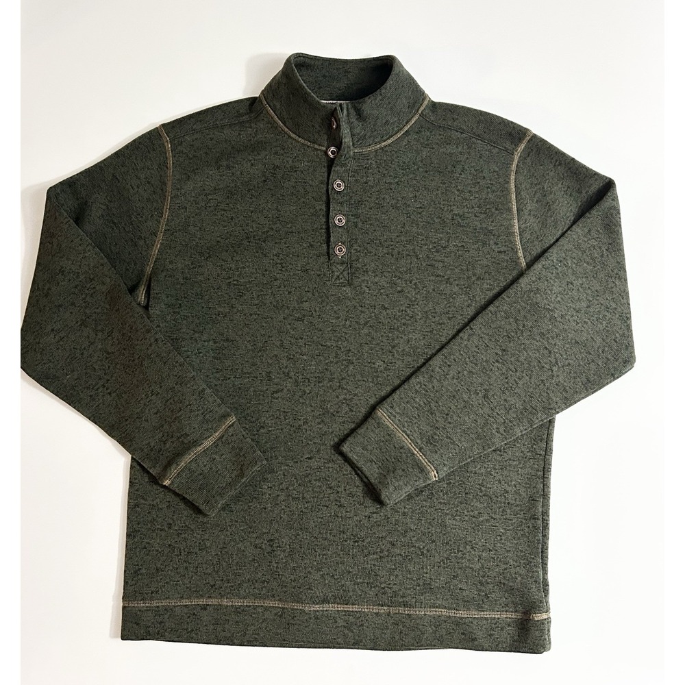 Weatherproof Vintage Men's Fleece Henley Pullover Gray 3‑Button Size Large